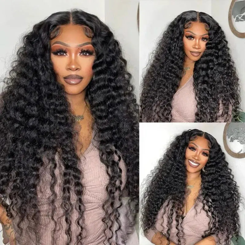 250 Density Deep Wave 13x4 Lace Frontal Wig Brazilian Wigs Virgin Transparent Lace Front Human Hair Wigs Pre plucked Human Hair