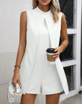 Summer Jumpsuit Women Fashion Solid O Neck Sleeveless Chic Playsuit Elegant Clothes Female Casual Jumpsuits