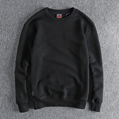 Autumn Winter American Retro Heavyweight Velvet Solid Color Sweatershirt Men's Fashion Pure Cotton Washed Youth Pullover Hoodies