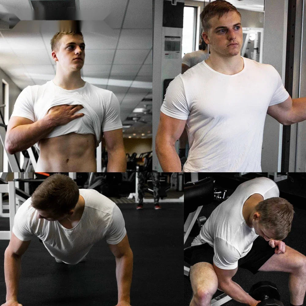 2 Piece Lots 95% Bamboo Fiber T Shirt Men Short Sleeve Tee Solid Color Summer Tops Plain Tshirt Crew Neck White Gym Clothing New