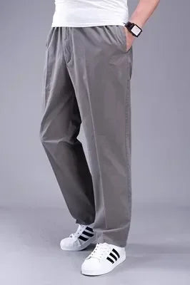 Plus size 8XL 11XL 12xl middle-aged men's summer thin elastic band high waist cotton casual trousers Dad oversize 9XL 8XL 7XL