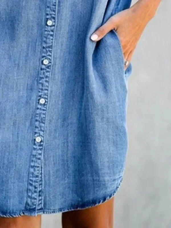 2023 Autumn Women's Dress Large Size Cowboy Style Blue Square Collar Pockets Casual Fashion Ladies Clothes Female Long Dresses