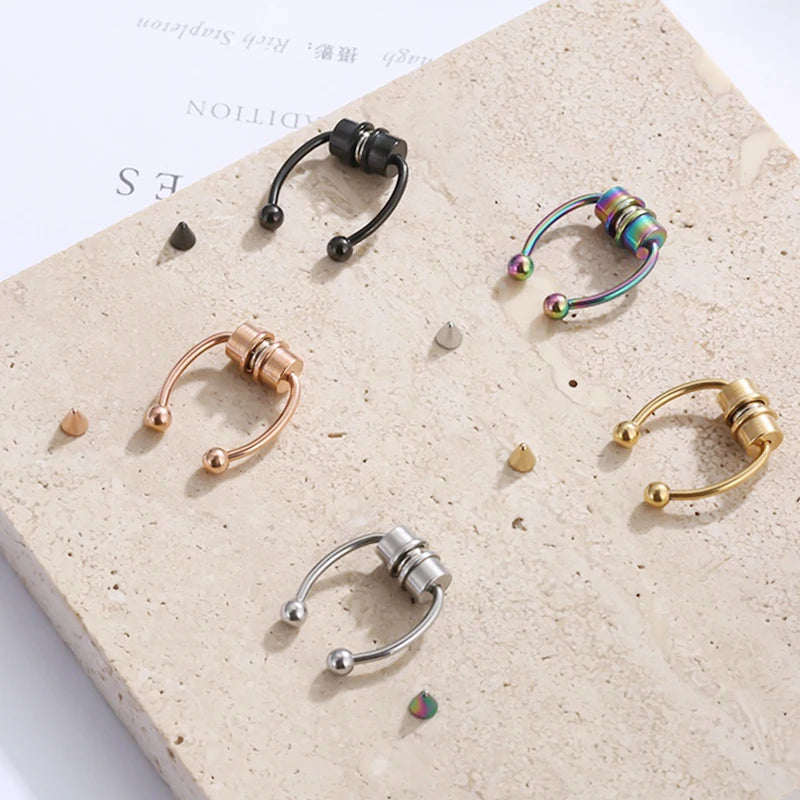 2pc Women Fake Piercing Nose Ring Hoop Body Jewelry