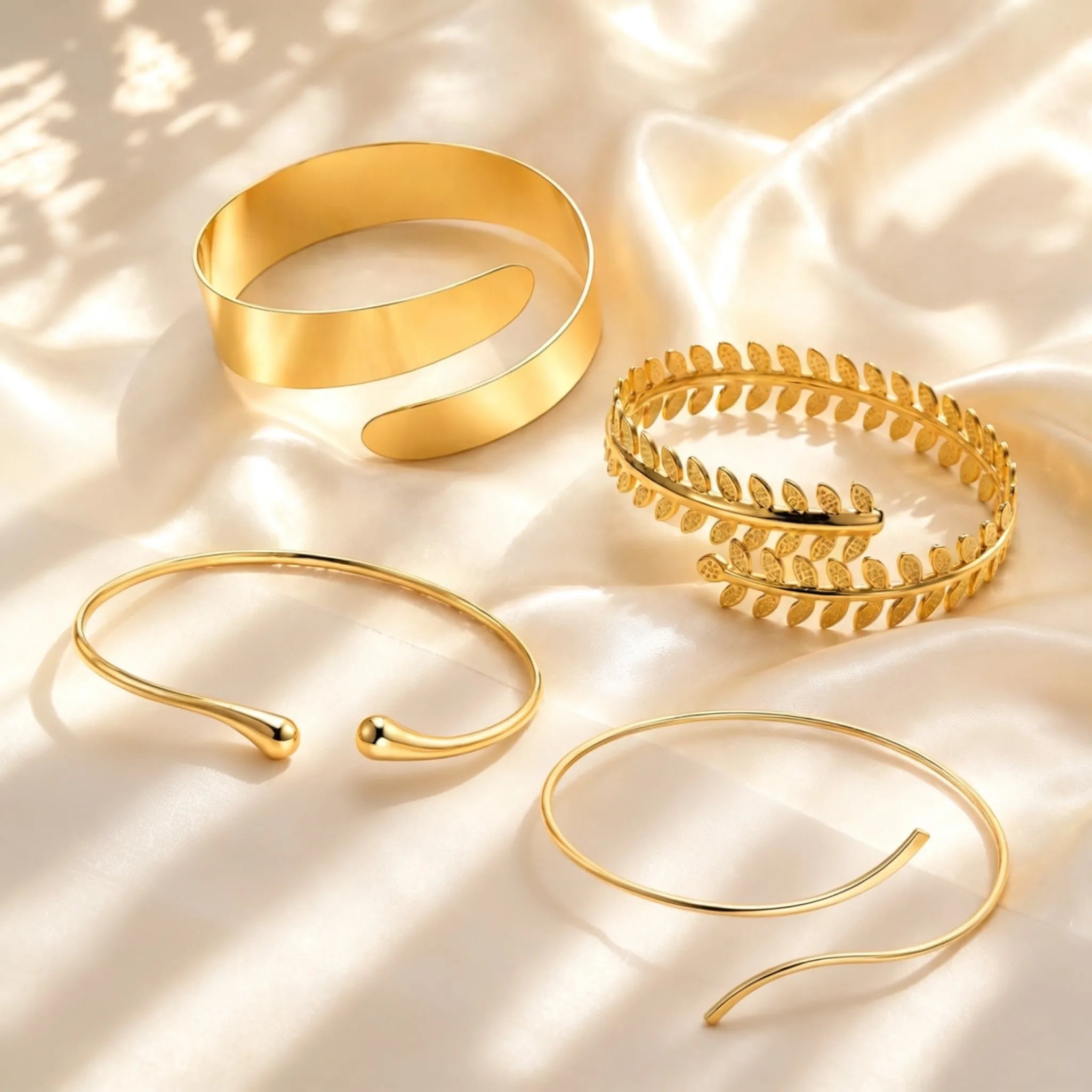 Exquisite Gold Plated Anklets for Women Minimalist Adjustable Curved Shaped Ankle Bracelets Summer Beach Foot Jewelry Gift