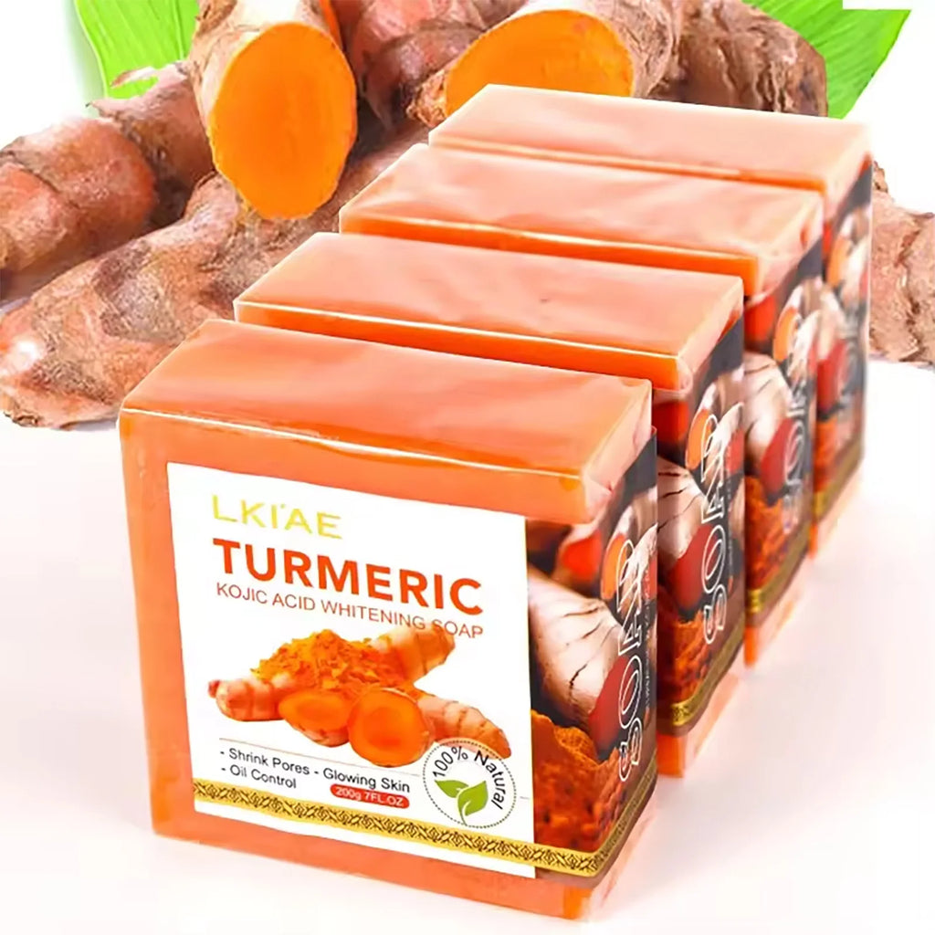 Natural Turmeric Whitening Soap Bar, Clean Skin, Remove Dark Spots, Acne, Hyperpigmentation, Smooth Skin, For Face & Body, 200g