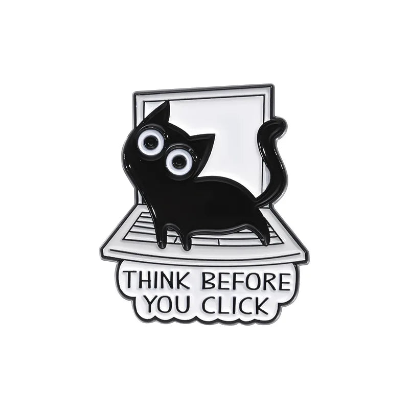 Cute Black White Cats Enamel Pins Certified Cat Lady Cartoon Kitty Claw Animal Brooch Lapel Badge Fashion Friends Jewelry Gifts