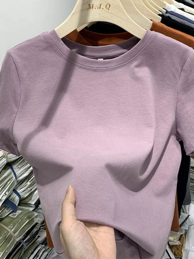 Women T Shirt Girls T-Shirt Woman Clothes Tops  Tshirt Female Short Sleeve Spring Tee Sexy Y2k Top White