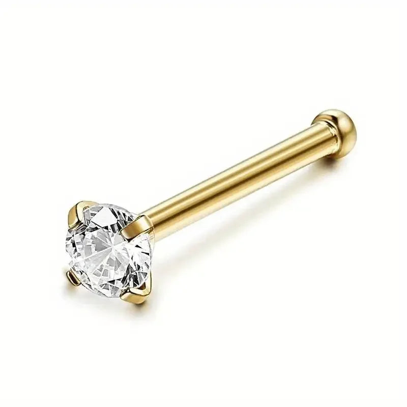 1Piece Surgical Steel Crystal CZ Nose Ring L Shape Nose Studs Square Nostril Nose Piercing Body Jewelry Nariz Lote For Women