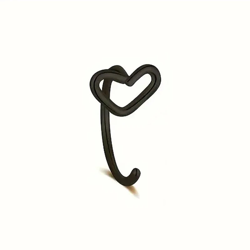 1pc Simple Heart-Shaped Nose Ring 20G Stainless Steel Piercing Jewelry for Women Daily Wear Body Piercing Accessory