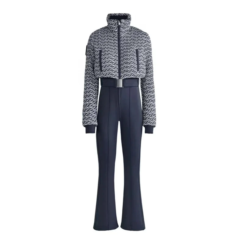 Women's Jumpsuit 2026 Spring New Fashion Patchwork Quilted Waist Ski Thickened Sports Adventure Outdoor Jumpsuit