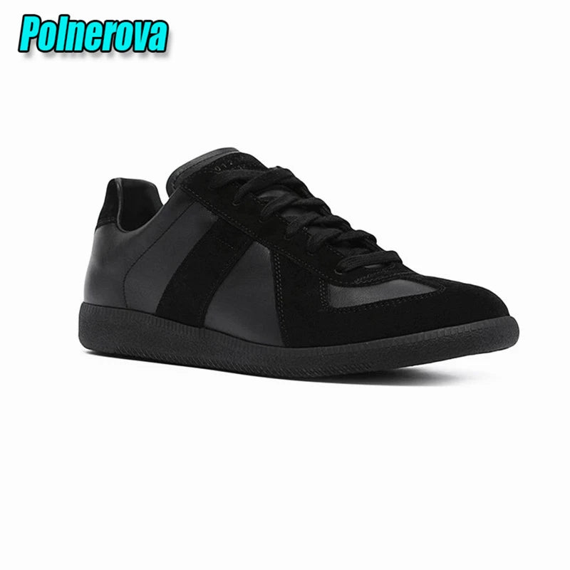 Suede Leather Patchwork Casual Sneakers for Women Men Spring Autumn Round Toe Lace Up Flats Outdoor Training Couple Sports Shoes