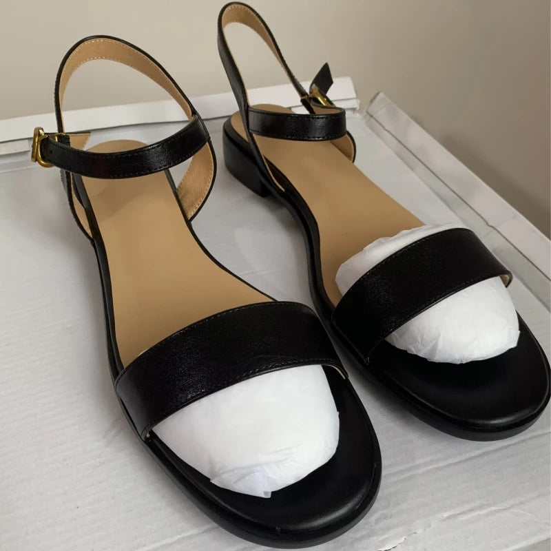 Summer Shoes Sandals For Women Genuine Leather Black Casual Shoes Footwear Large Size 48 Low Heel Women's Flip Flops Comfortable
