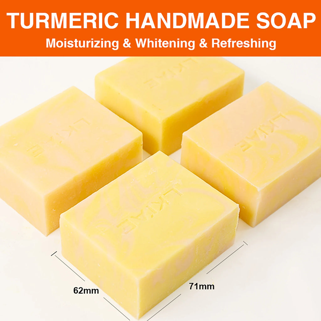 LKIAE Natural Turmeric Whitening Soap Bar, Anti Acne, Dark Spots, Moisturize and Smoothen Skin, With Honey, Glycerin, 150g