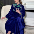 Velvet Autumn Winter Morocco Luxury Muslim Women Abaya V-neck Maxi Dress Turkey Arabic Islamic Kaftan Dubai Evening Party Kaftan
