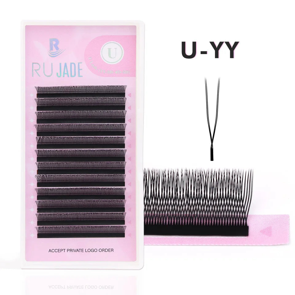 10 Trays U-shaped Eyelash Extensions Handmade Soft U Shape W Bloom Lashes Premade Fans U3D U5D Brown 4DW False Eyelash Wholesale