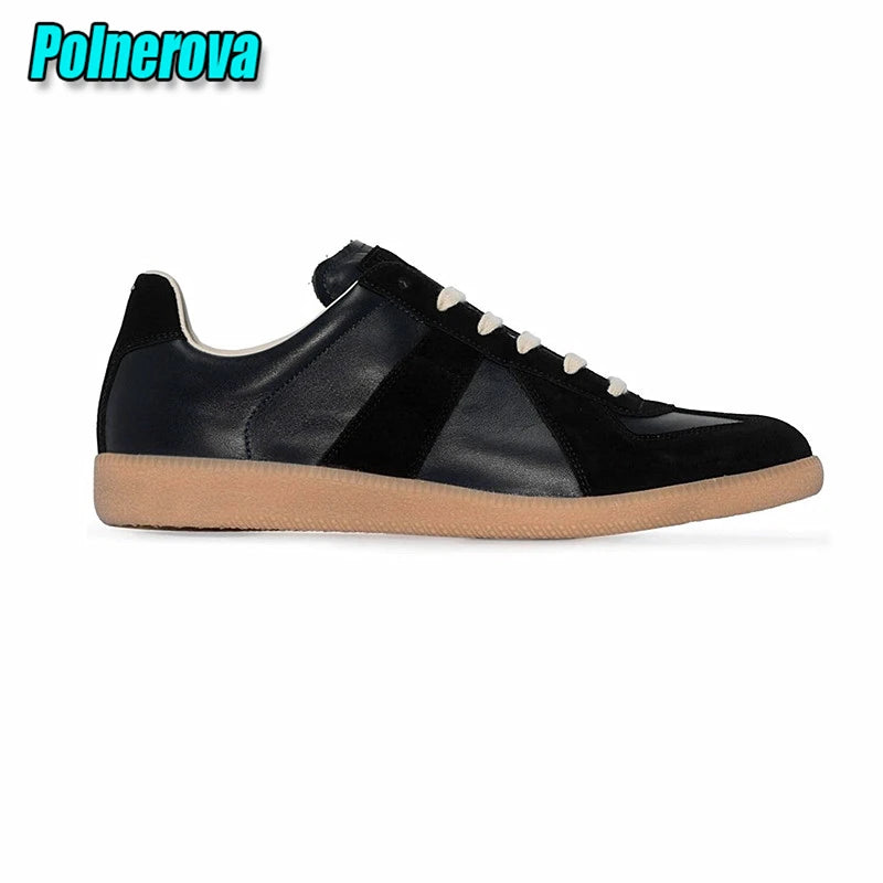 Suede Leather Patchwork Casual Sneakers for Women Men Spring Autumn Round Toe Lace Up Flats Outdoor Training Couple Sports Shoes