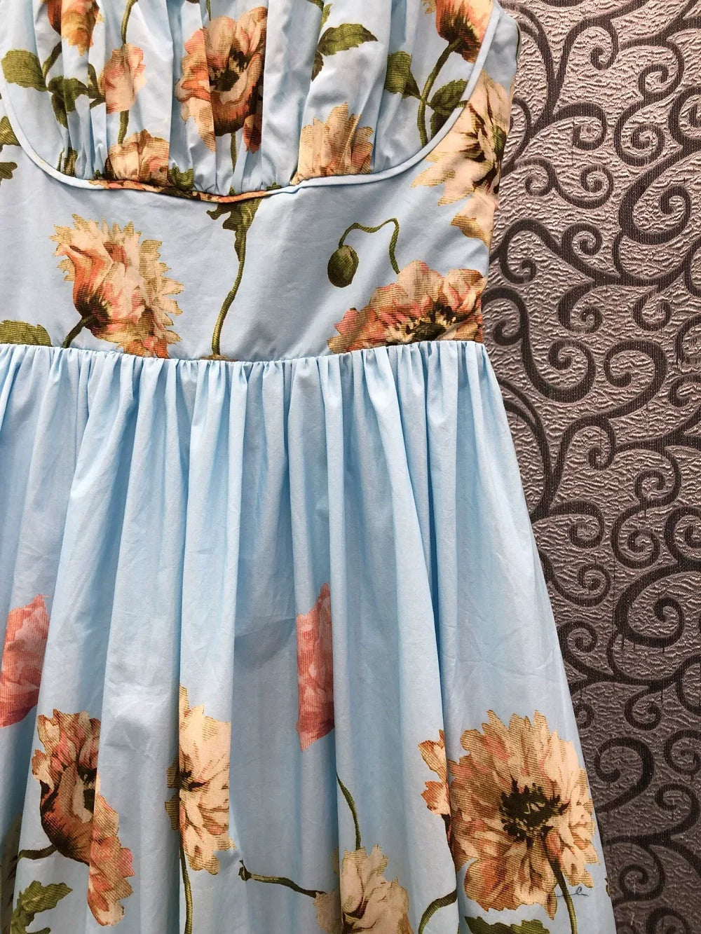 100%Cotton Long Dress 2026 Summer Evening Party Women Spaghetti Strap Colorful Floral Print Luxury Long Blue Maxi Dress Club
