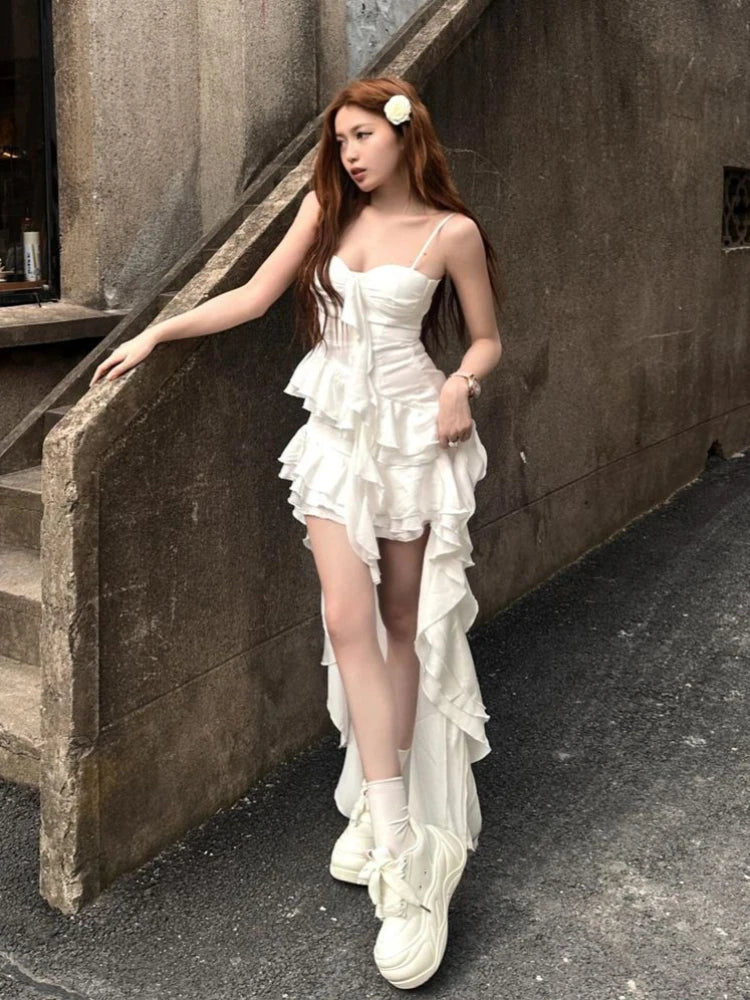 French Sexy Lace Spliced Camisole Dress Summer New Vintage Slim Party Short Dresses Woman Korea Chic Patchwork Y2k Outfits 2026