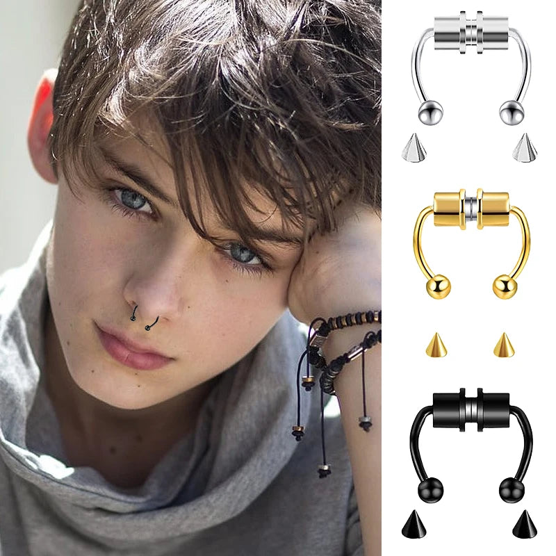 2pc Women Fake Piercing Nose Ring Hoop Body Jewelry