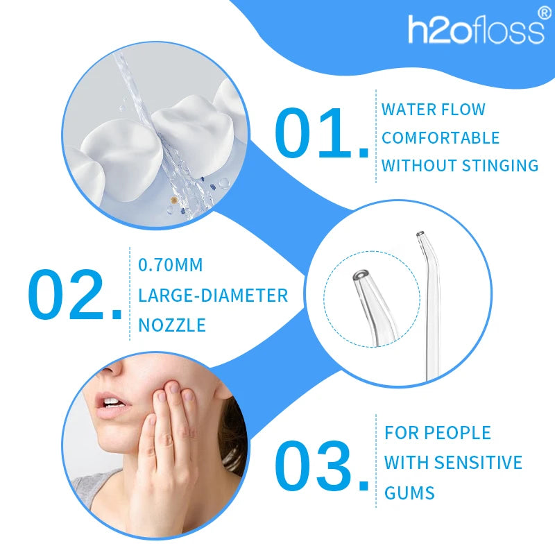 H2ofloss Water Flosser 570ml Portable Oral Irrigator 140PSI 6 Modes 5 Tips with Travel Bag USB Rechargeable for Dental Cleaning