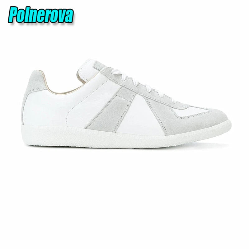 Suede Leather Patchwork Casual Sneakers for Women Men Spring Autumn Round Toe Lace Up Flats Outdoor Training Couple Sports Shoes