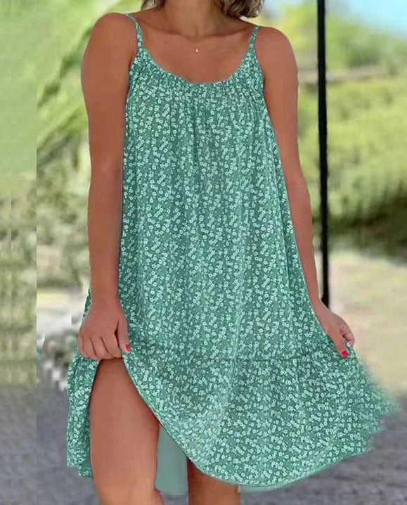 Women Slip Loose Floral Print Dress Summer Female Sleeveless Oversized S-5XL Swing Party Dresses FYY-1030
