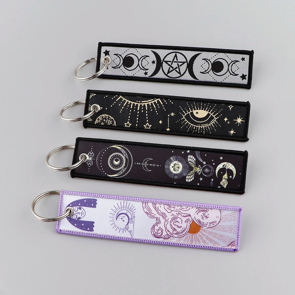 Van Gogh Art Oil Painting Embroidered Key Chain Key Fobs Key Tag For Motorcycles Cars Backpack Chaveiro Keychain Kering Gifts