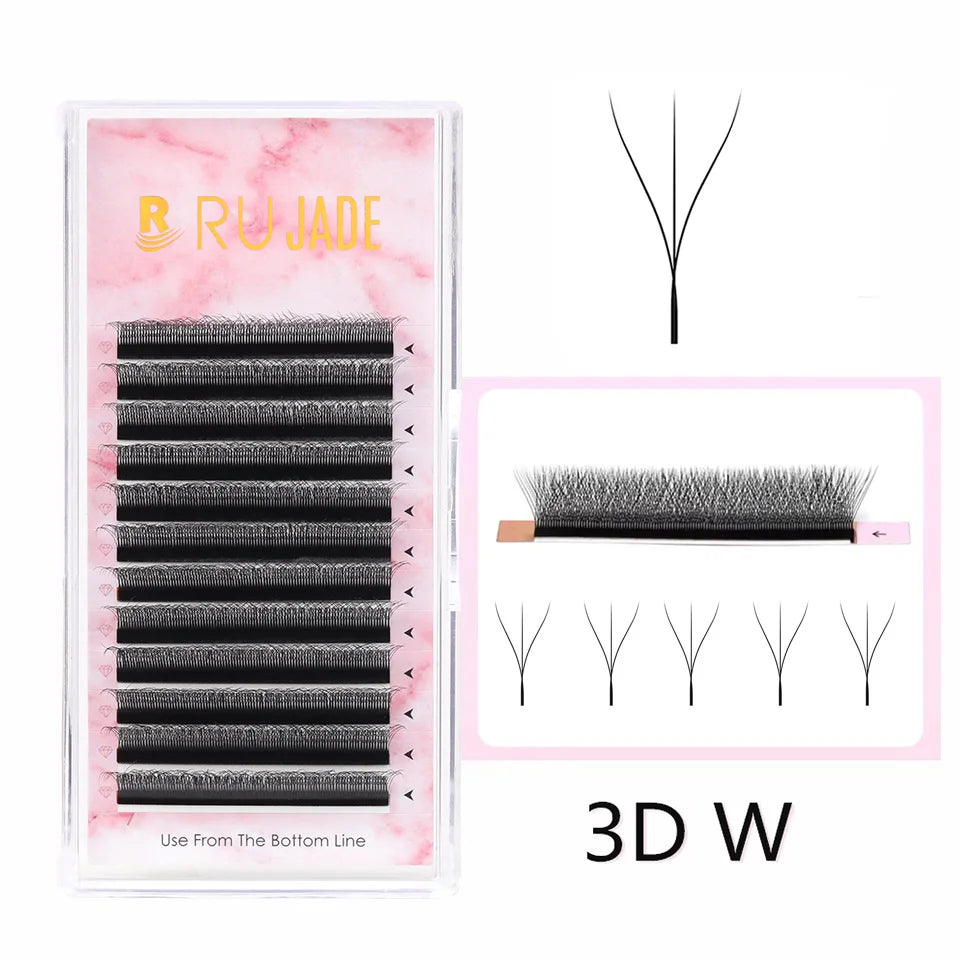 10 Trays U-shaped Eyelash Extensions Handmade Soft U Shape W Bloom Lashes Premade Fans U3D U5D Brown 4DW False Eyelash Wholesale