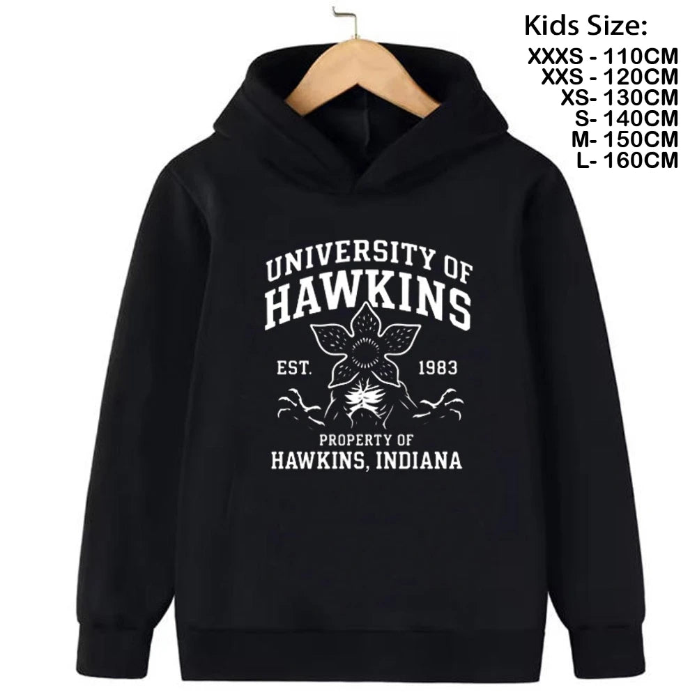 Demogorgon Hawkins Hoodies Kids Cartoon Anime Print Clothes Streetwear Basic Boys Tops Children Sweatshirts