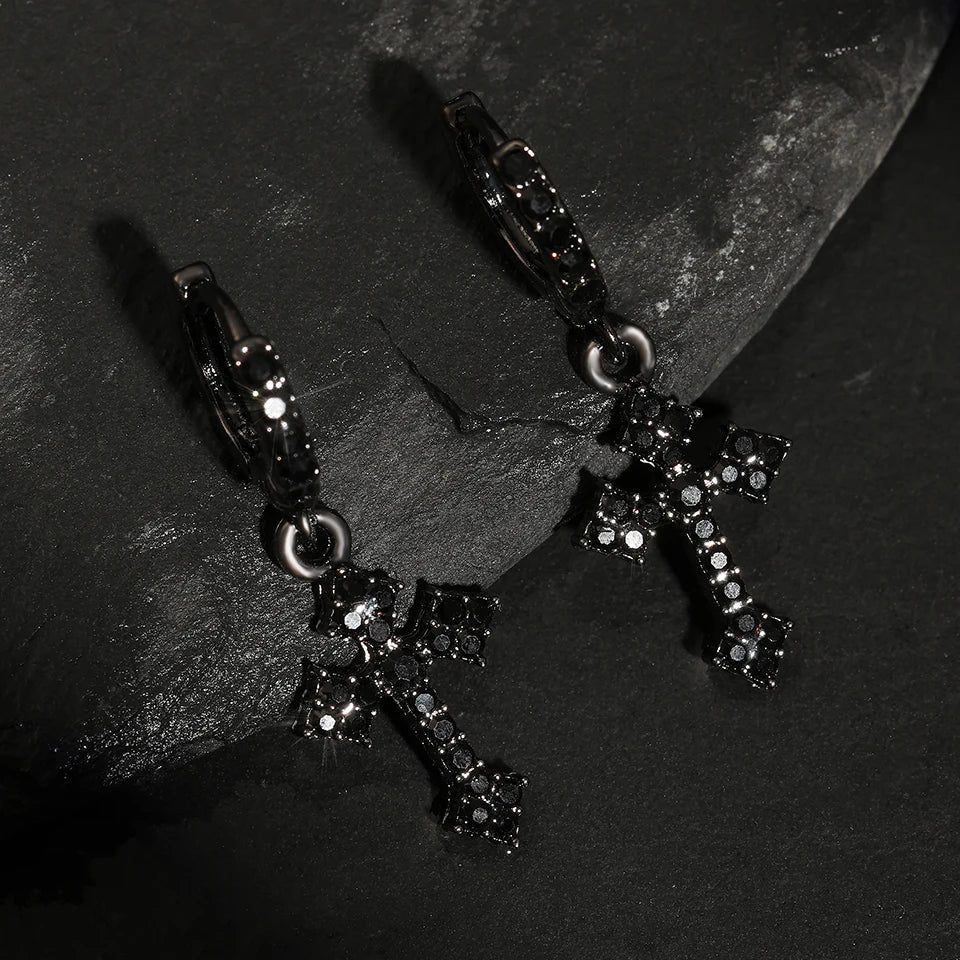 Fashion Luxury Zirconia Cross Dangle Earrings For Women Minimalist Personalized Ear Buckle Jewelry Accessory