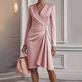 Spring Summer Puff Sleeve Simple Maxi Dress, Women Holiday Solid Patchwork Chic Party Dress, 2025 New V Neck Casual Ladies Dress