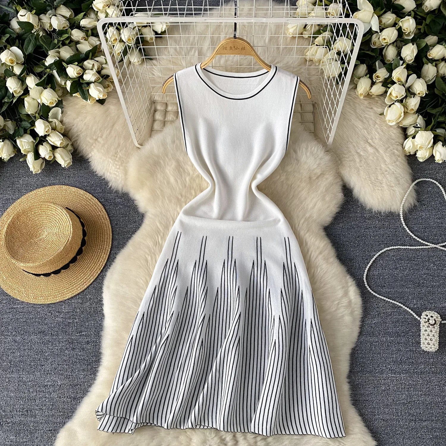 Mini Dress Women Dresses A Line Bodycon Vestidos Streetwear Sleeveless Round Neck Elegant Knitted Y2k Party Club Slim Fit 2025