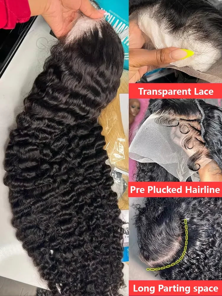 Wigirl 220% 30 36 Inch HD Transparent 13x6 Deep Wave Lace Front Human Hair Wigs Brazilian Remy Curly 13x4 Frontal Wig For Women