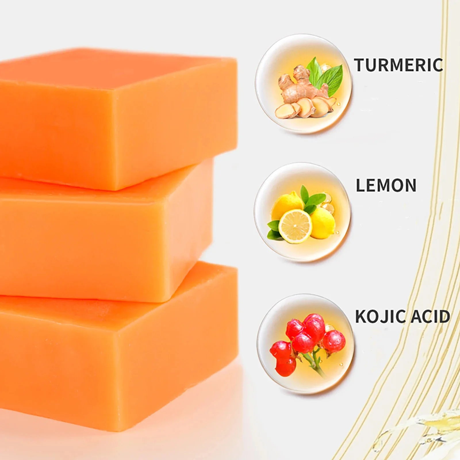 Natural Turmeric Whitening Soap Bar, Clean Skin, Remove Dark Spots, Acne, Hyperpigmentation, Smooth Skin, For Face & Body, 200g