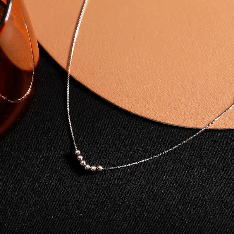 Minimalist Slender 925 Sterling Silver Six Round Bead Anklets for Woman Girls Korean Fashion Summer Jewelry Foot Accessory Gifts