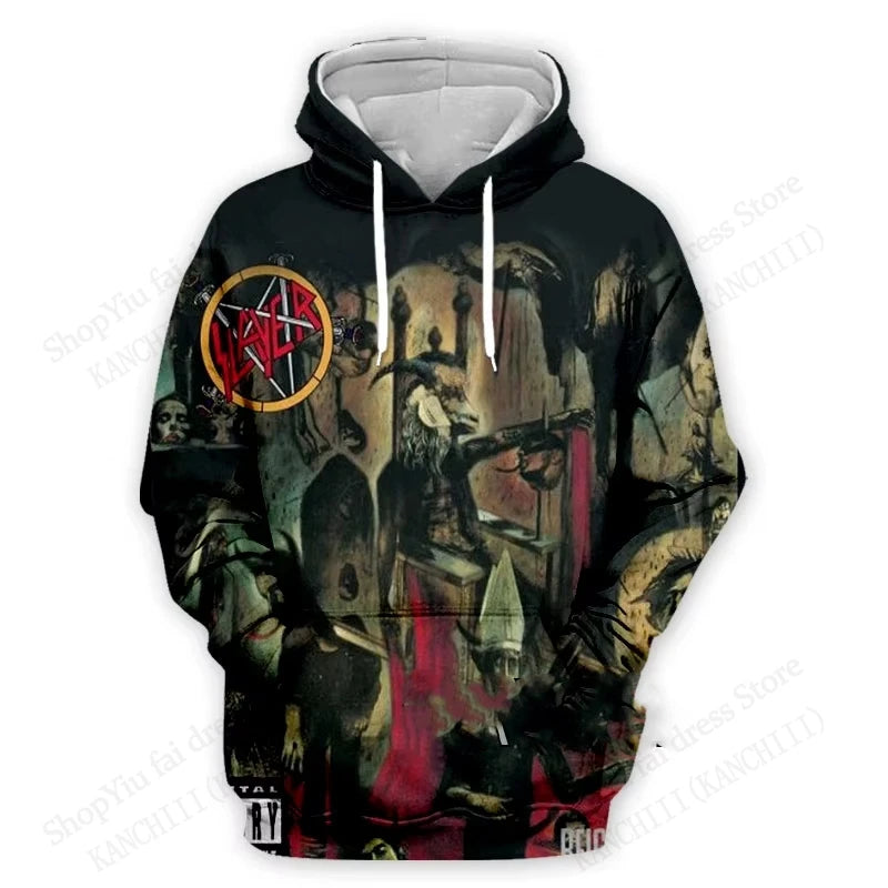 Slayer Hoodie Rock Band Slayer 3d Print Hoodies Men Women Fashion Oversized Hoodie Sweatshirt Women Sweats Men's Clothing Skull