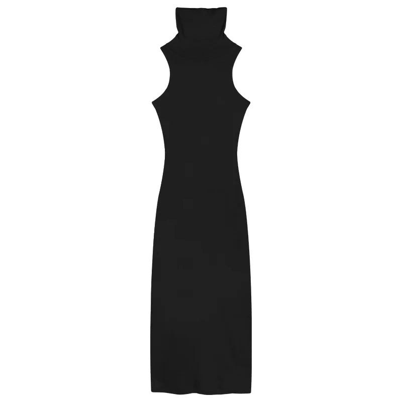 Summer Women Sexy Slim Turtleneck Sleeveless Dresses Female Vestidos Tank Dress Woman Skinny Elastic Culb Pencil Dresses