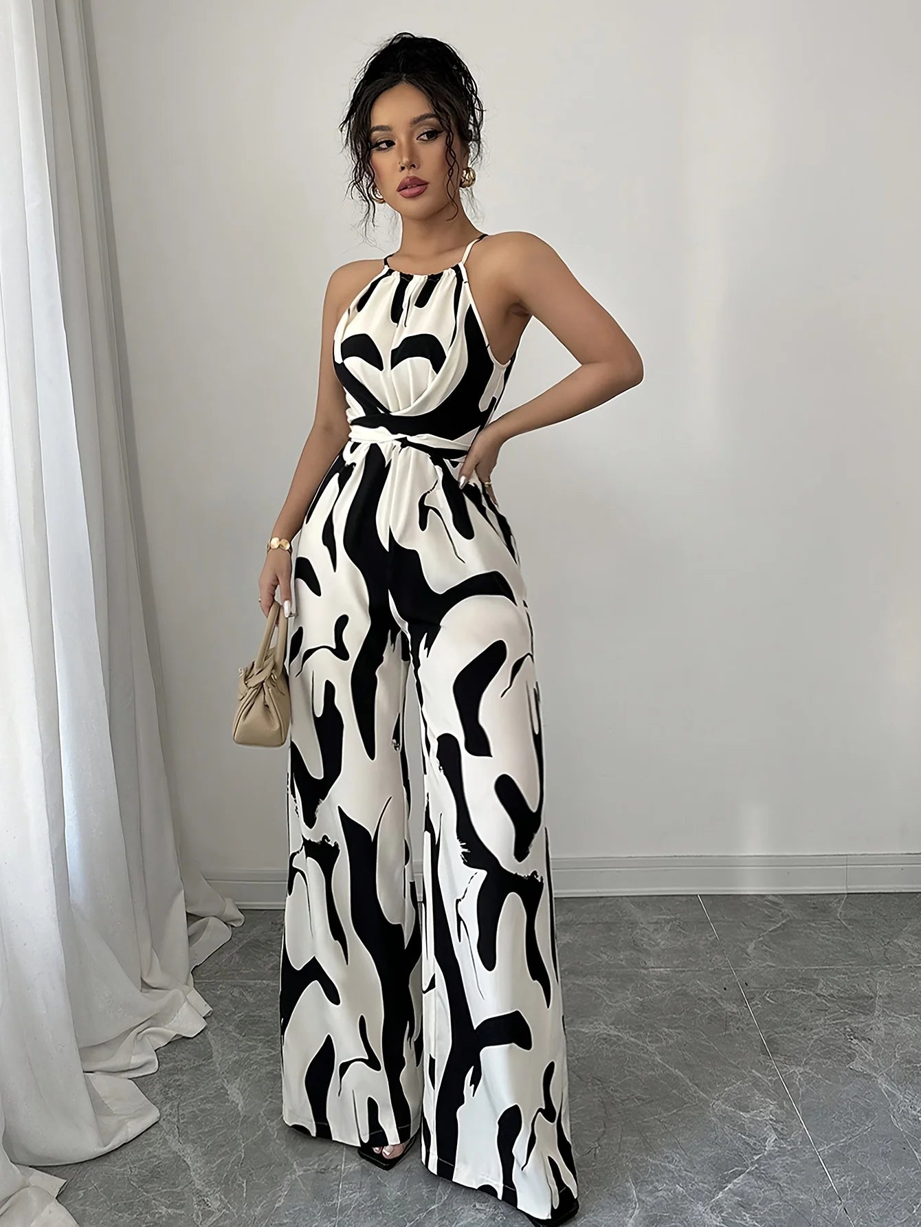 Women's Elegant Off-Shoulder Loose Wide-Leg Jumpsuit for Vacation Date Fashionable Commuting
