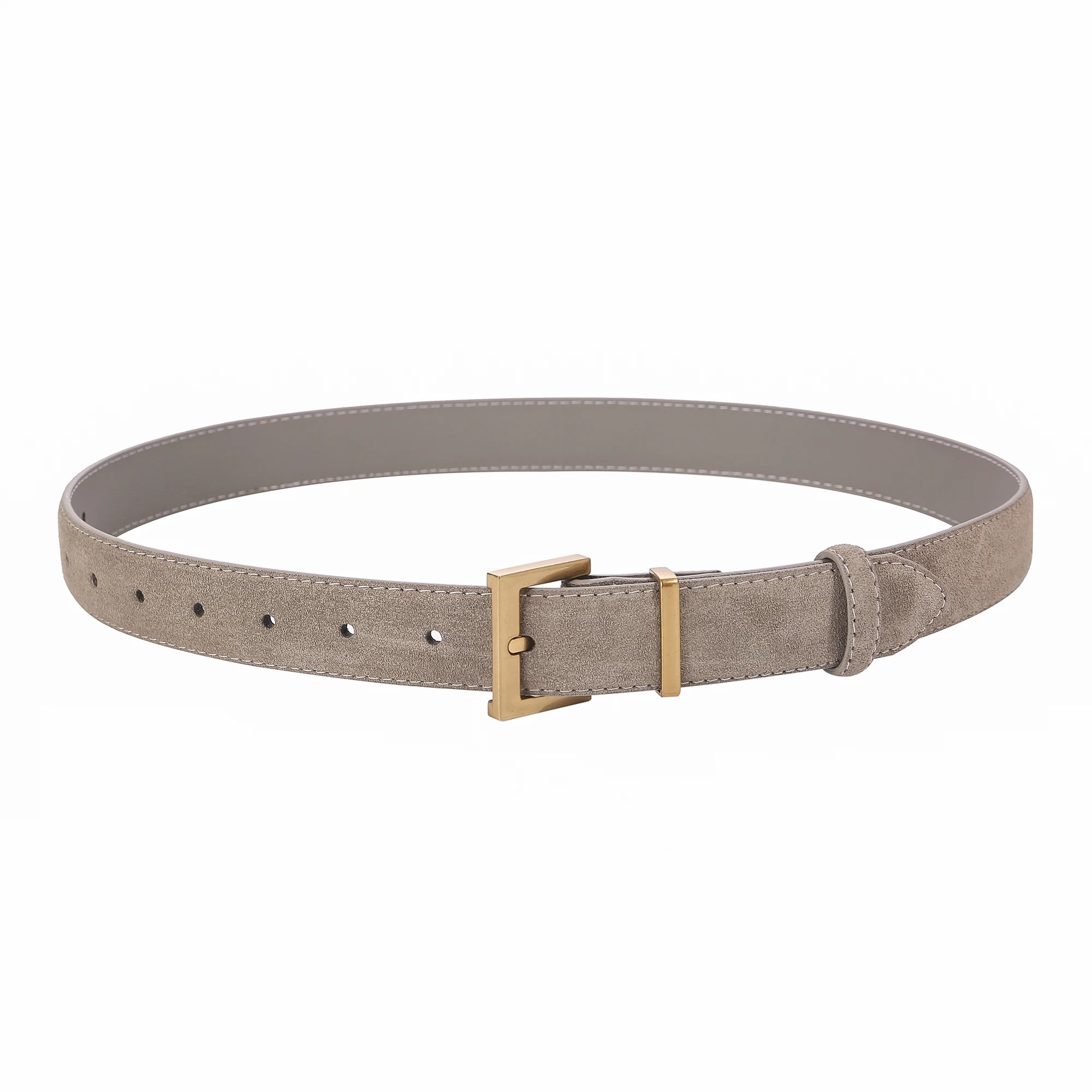 Trendy Women’s Double Genuine Leather Belt Elegant Cowhide Suede with Stylish Square Alloy Buckle Ideal for Dresses and Jeans