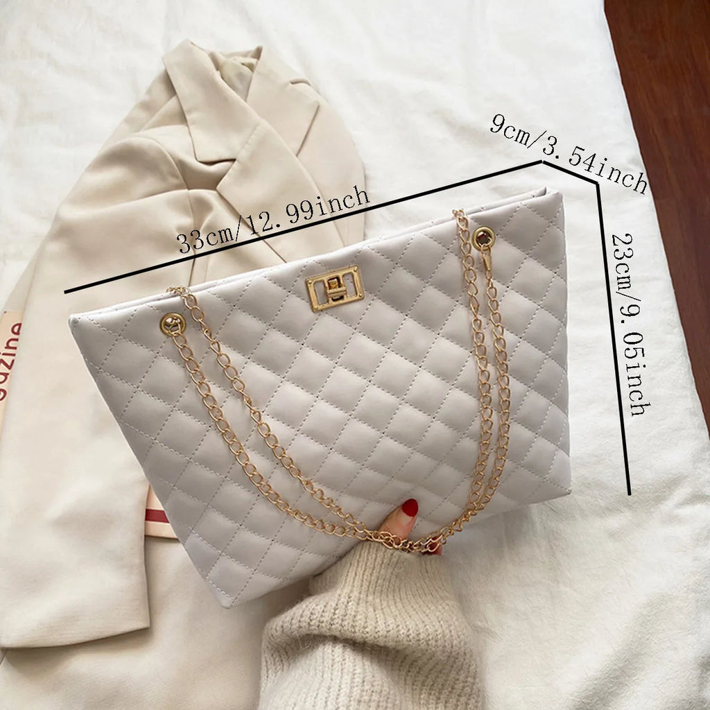 Tote Bags for Women PU Leather Diamond Lattice Handbag Personality Large Capacity Underarm Shoulder Bag Designer Bag