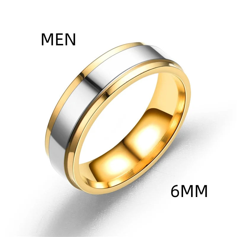 Fashion Design Stainless Steel Wedding Ring Couple 4/6mm Width Rings For Women Men Memorial Day  Jewelry Valentine's day Gifts