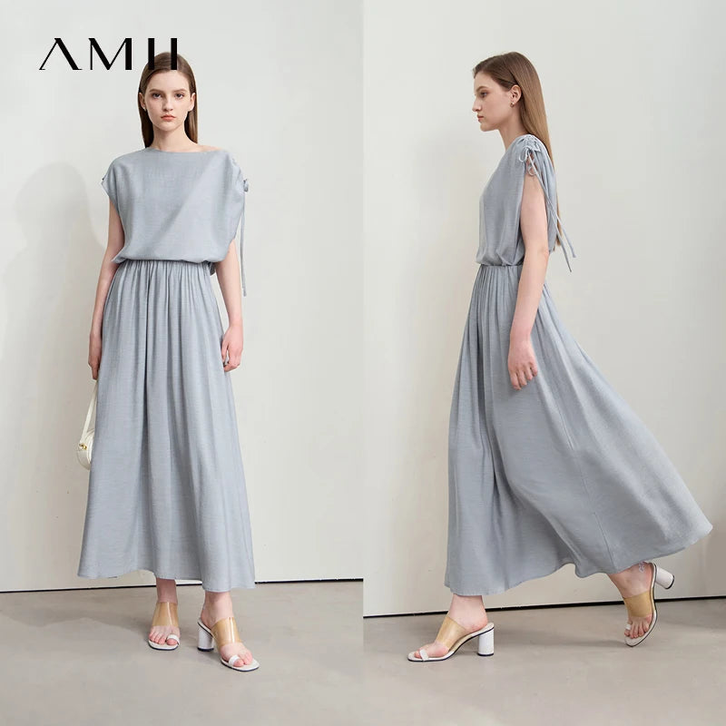 Amii Minimalism Chiffon Shirt Half Skirt Women 2025 Summer New Basic Solid Color Shirt Sold Separate Draw Pleat Skirt 12552059