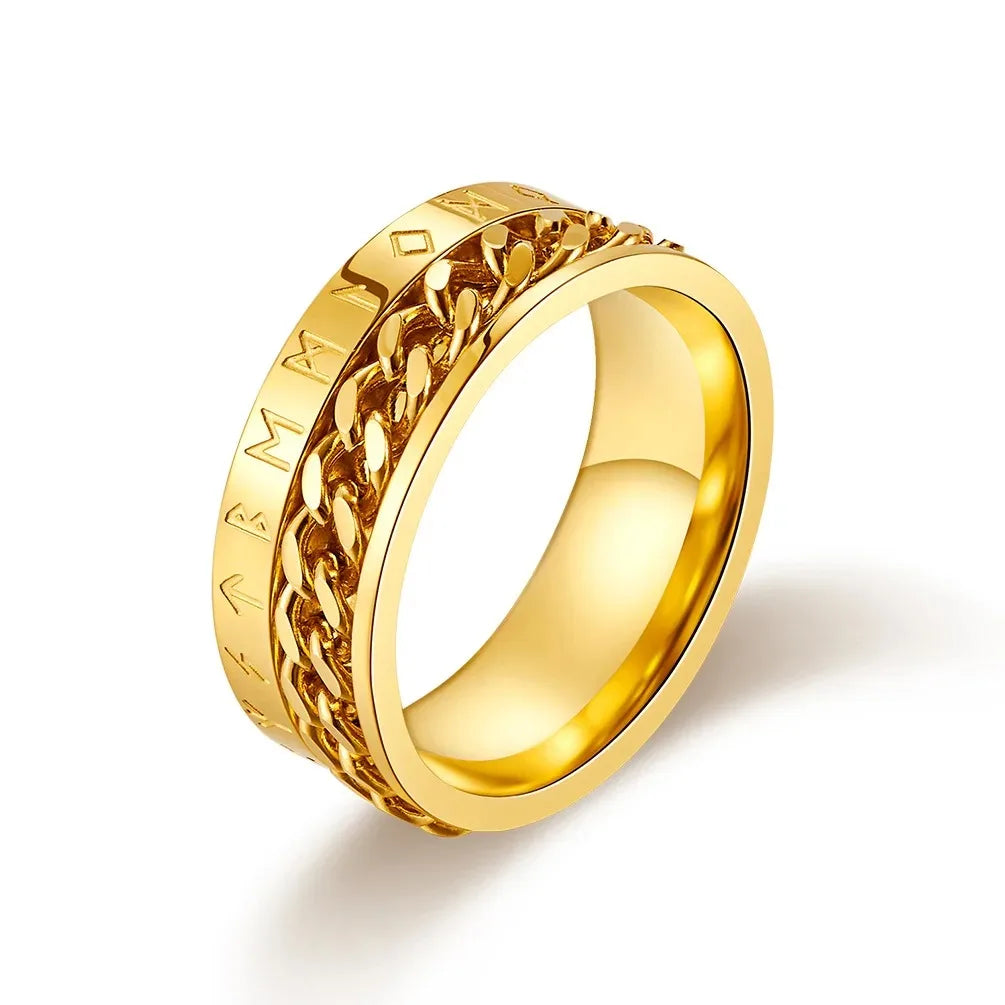Vintage Viking Rune Rings For Men Women Retro Viking Stainless Steel Rotatable Fidget Anxiety Spinner Ring Retro Amulet Jewelry