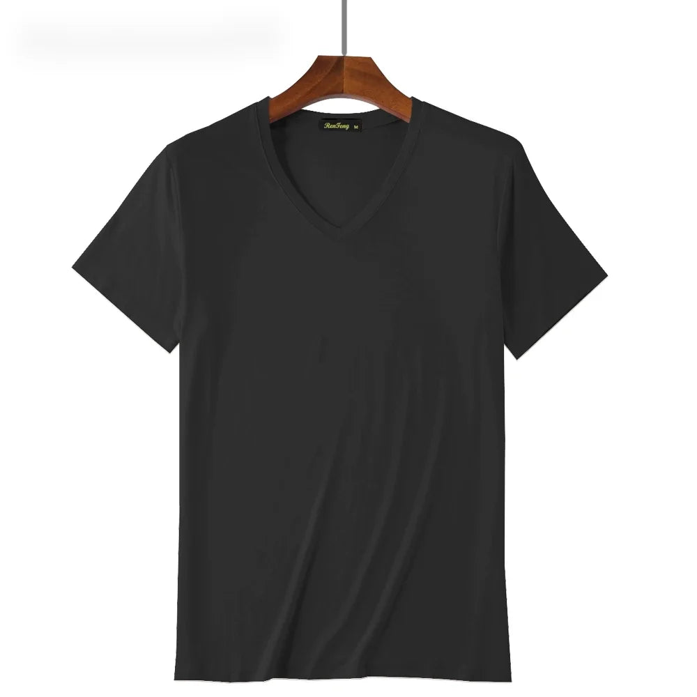 2 Piece Lots 95% Bamboo Fiber T Shirt Men Short Sleeve Tee Solid Color Summer Tops Plain Tshirt Crew Neck White Gym Clothing New