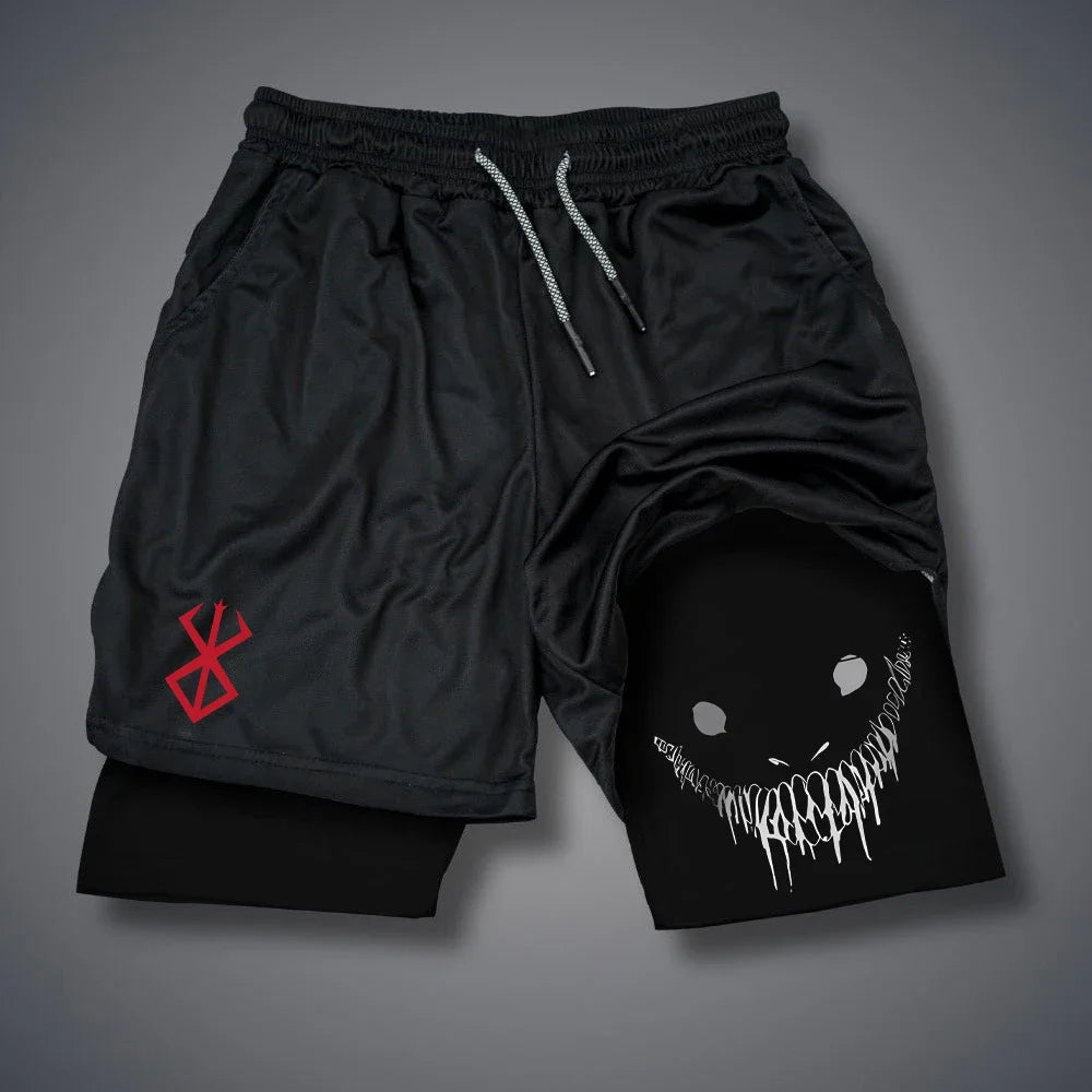 Summer Men's Quick Dry Running Shorts 2 in 1 Fitness Gym Training Sports Jogging Double Deck Workout Quick-Lock Elastic Waist