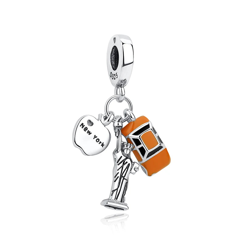 Original 925 Sterling Silver Charms Love Travel London Bus Suitcase Paris Beads Fit Brand Bracelets Necklaces Women DIY Jewelry