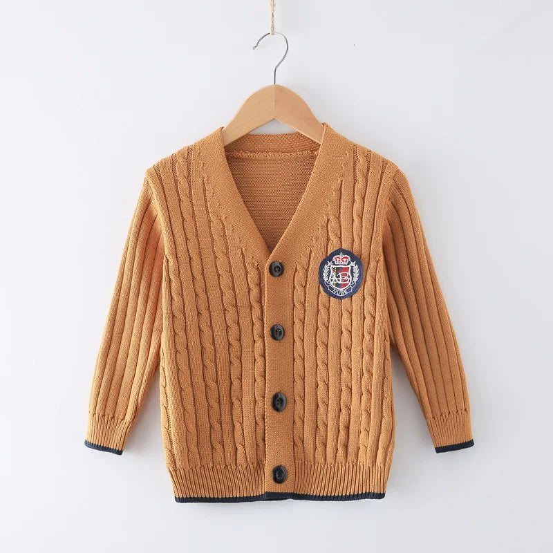 New Baby Boys Sweater Autumn Toddler Boys Knitwear Long-Sleeve Cotton Cardigans Kids Sweater Coat Fashion Children Clothes2-10Y