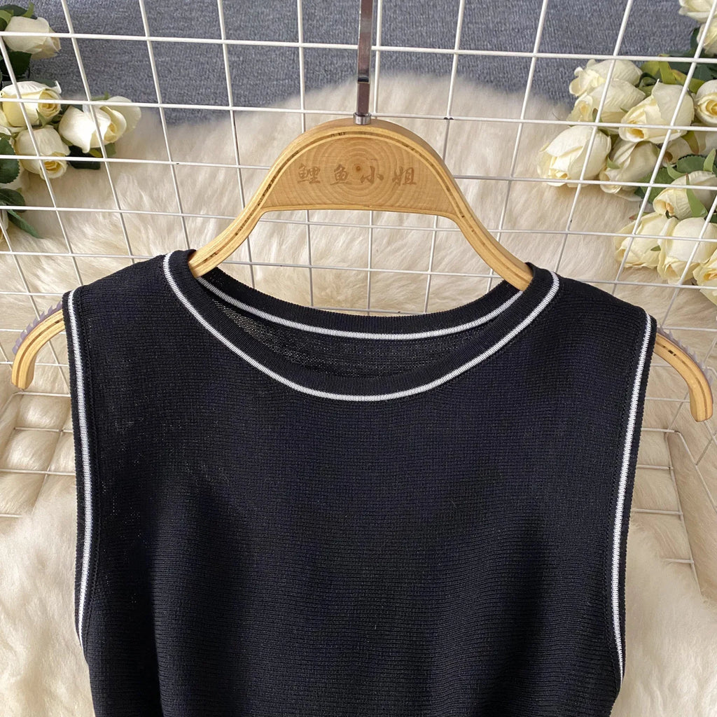 Mini Dress Women Dresses A Line Bodycon Vestidos Streetwear Sleeveless Round Neck Elegant Knitted Y2k Party Club Slim Fit 2025