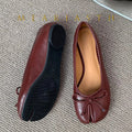 Tabi Shoes Ballet Falts Leather Ballerina Shoes For Women Split Toe Flats Tabi Shoes Slip On Soft Bottom Moccasins with Bowknot