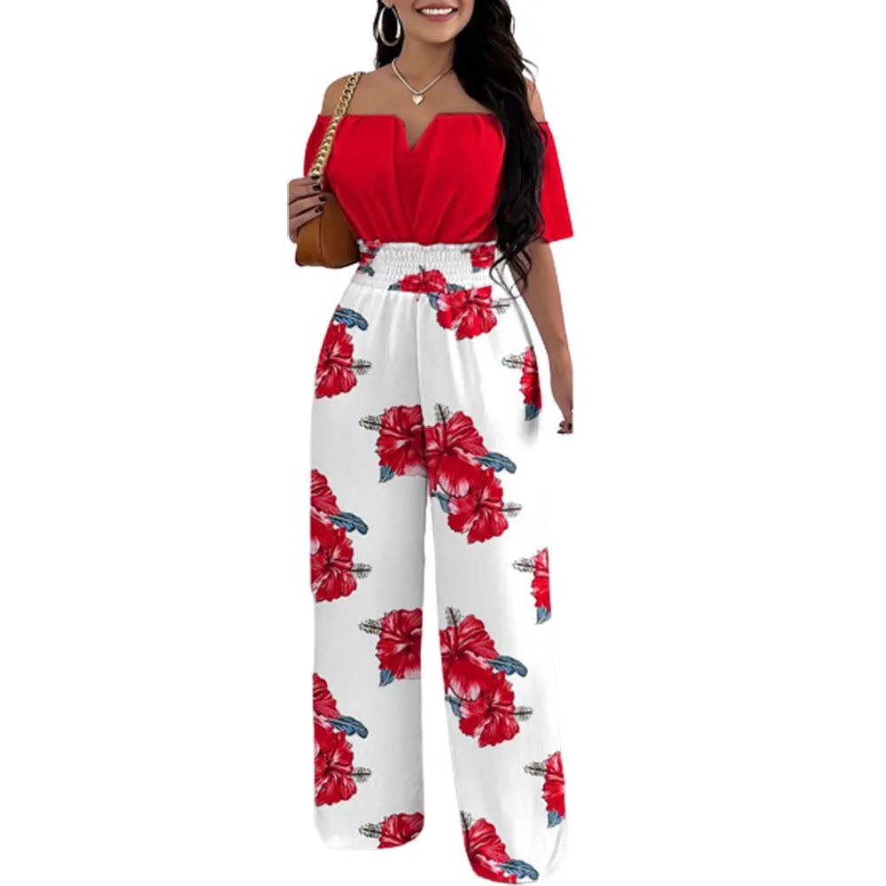 2026 Jumpsuits for Women Summer Fashion Off Shoulder Casual Short Sleeve Wide Leg Rompers Sexy Slim Ladies Overalls Streetwear